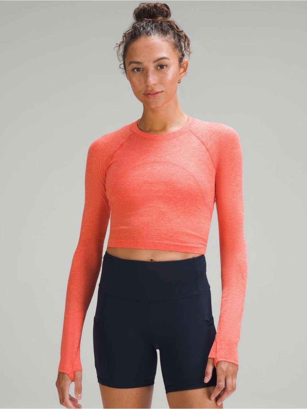 Lululemon Swiftly Tech Cropped Long Sleeve 2.0 Orange Size 6 NWT